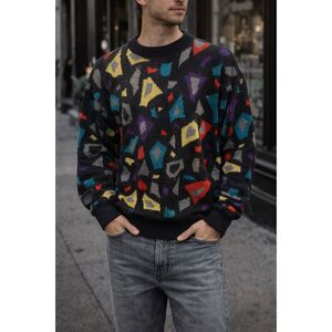 Vintage  ESPIRIT Sport Black Pattern Pullover Sweater Top  Mens Size Small